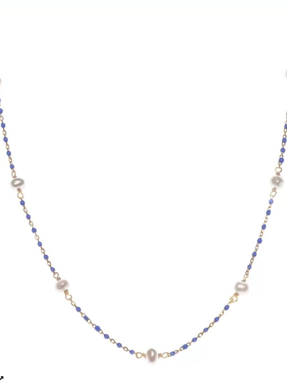 Cultured Freshwater Pearl (4mm) & Enamel Bead Collar Necklace in 18k Gold-Plated